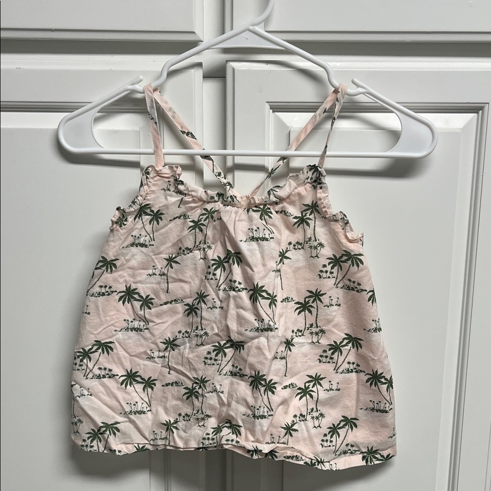 Janie And Jack Pink Palm Tree Print Tank Top